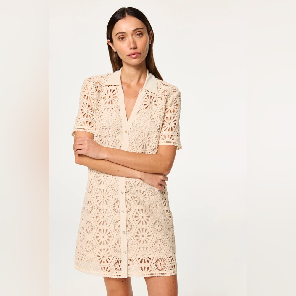 Misa Los Angeles Carmel Dress- in Cream Crochet
